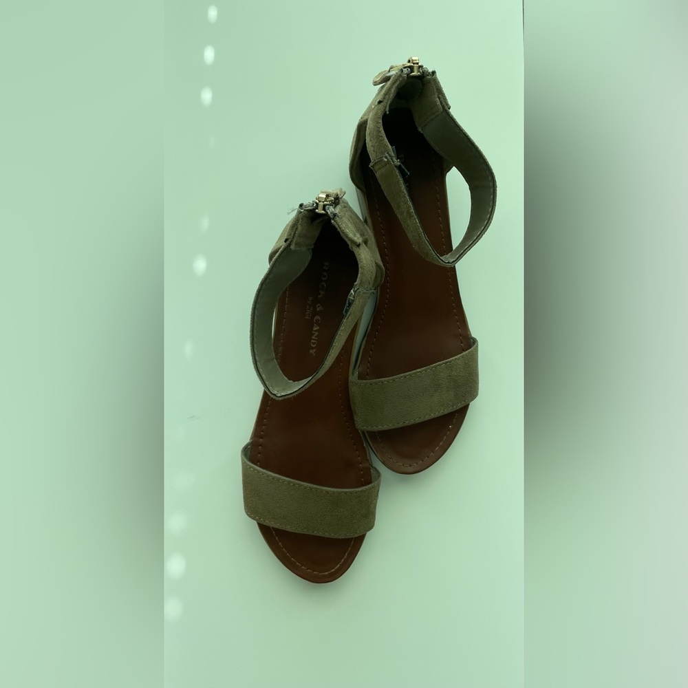 Rock & Candy women Nancie Fabric Open Toe | Casual Ankle Strap Sandals | Size 7